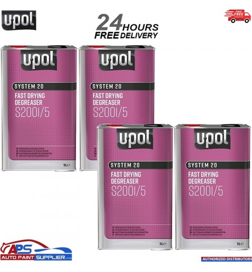4 X U-POL SYSTEM 20 S2001 FAST PANELWIPE DEGREASER 5L Panel wipe Upol